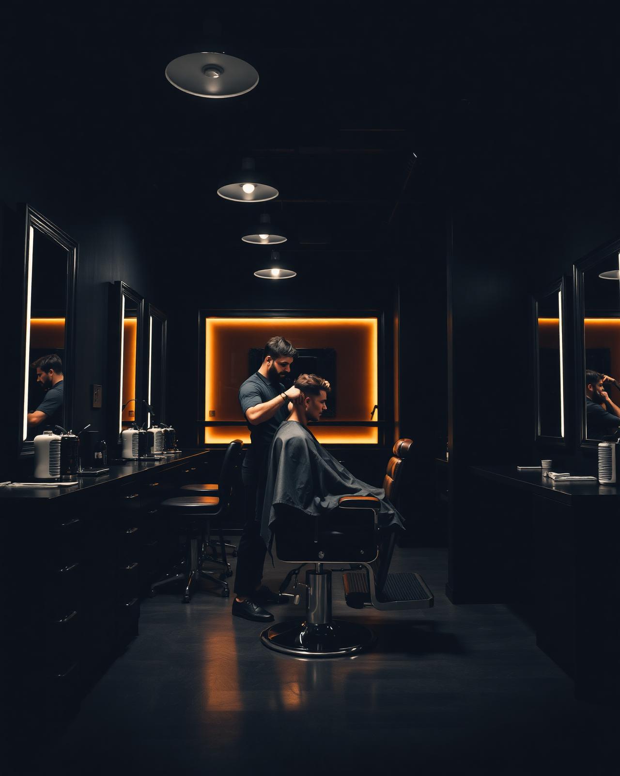 Interior de barbería moderna Gent's Heaven en San Pedro Sula